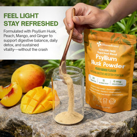 Poudre de psyllium BloomBoost 240g en mélange dans un smoothie