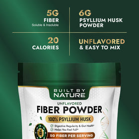 Poudre de psyllium Built by Nature, mélange dans un verre d'eau