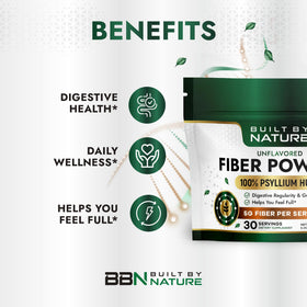Poudre de psyllium Built by Nature, vue arrière, informations nutritionnelles