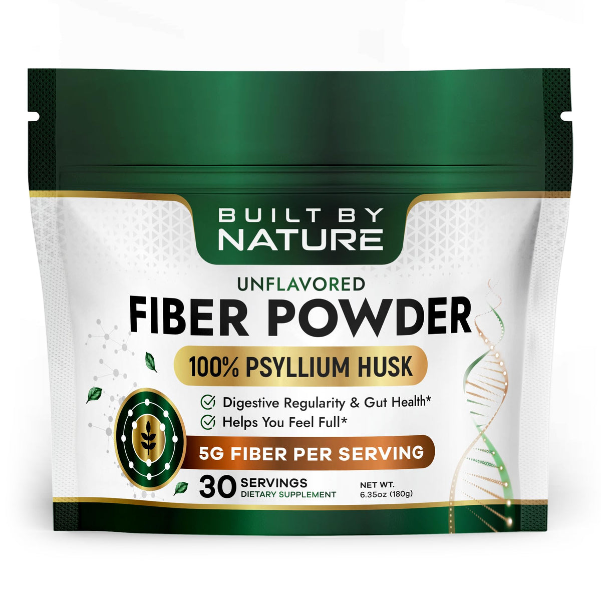 Poudre de psyllium Built by Nature, vue avant, emballage non aromatisé
