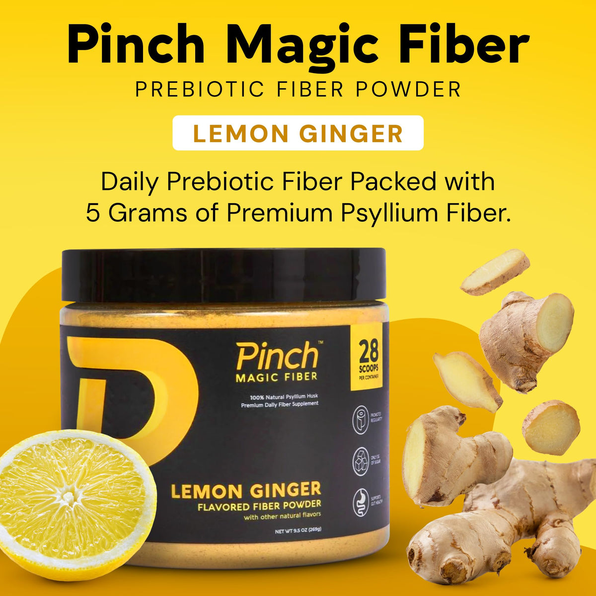 Poudre de psyllium dans un bol avec cuillère, Pinch Psyllium Husk Fiber