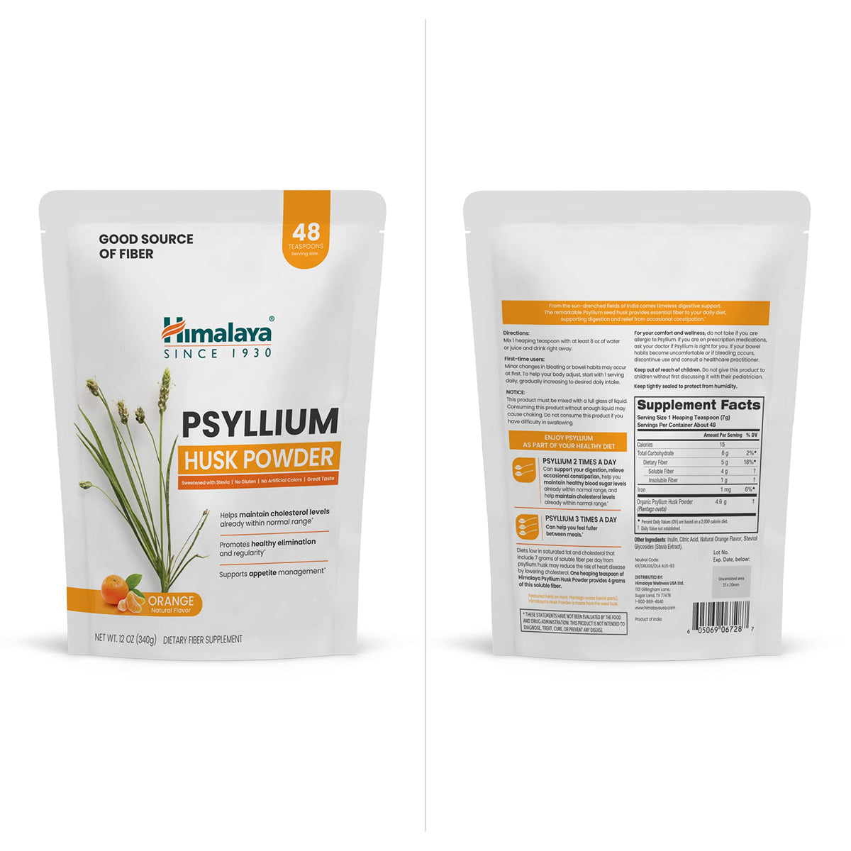 Poudre de psyllium Himalaya 340 g sur une balance