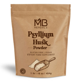 Poudre de Psyllium MB Herbals 490g vue de face avec étiquette