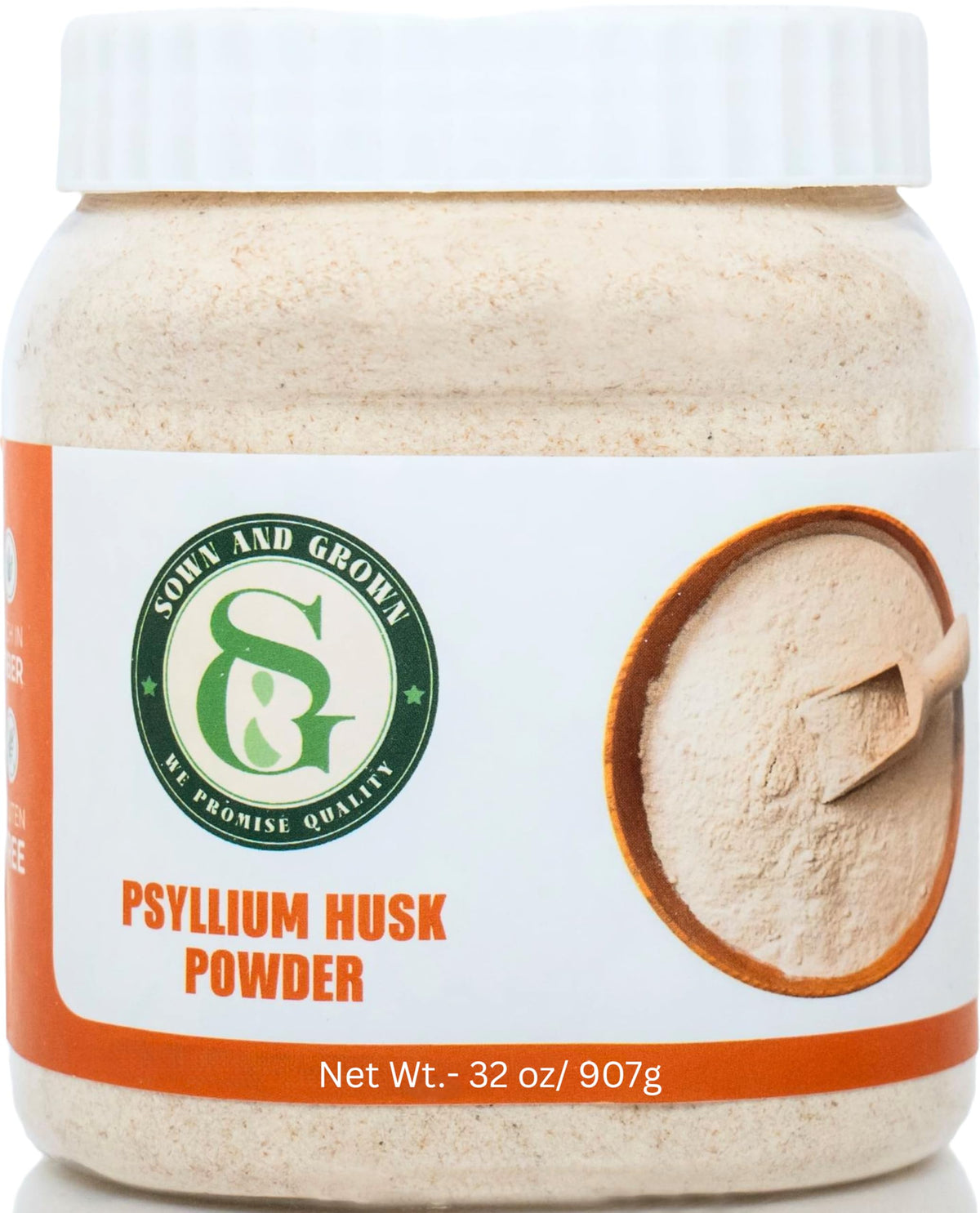 Poudre de psyllium Sownandgrown 2 lb vue avant avec emballage