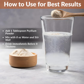 Poudre de psyllium Sownandgrown mélangée avec de l'eau