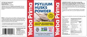 Poudre de psyllium Yerba Prima 340 g bouteille arrière