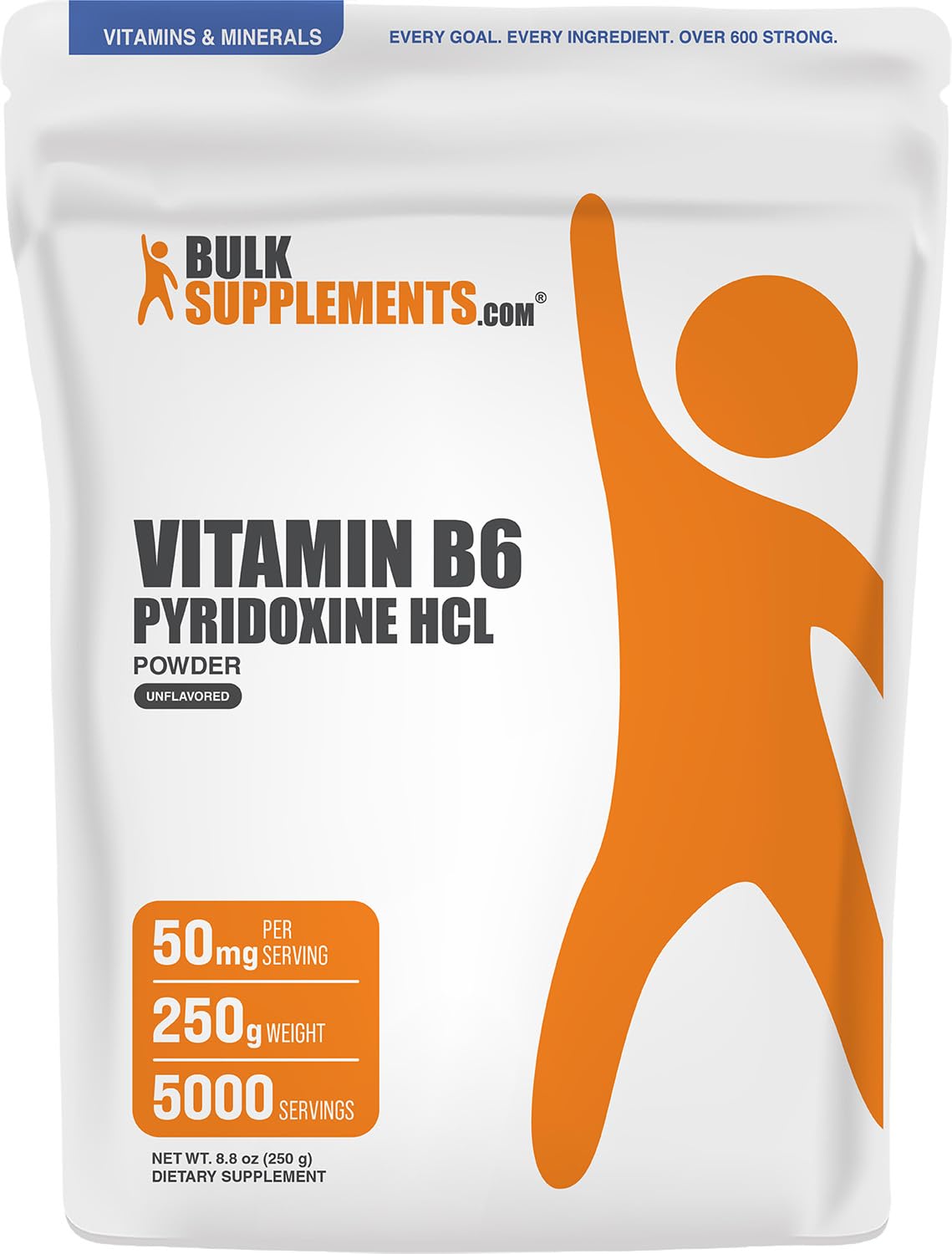 Poudre de Pyridoxine HCl BulkSupplements 250g vue de face