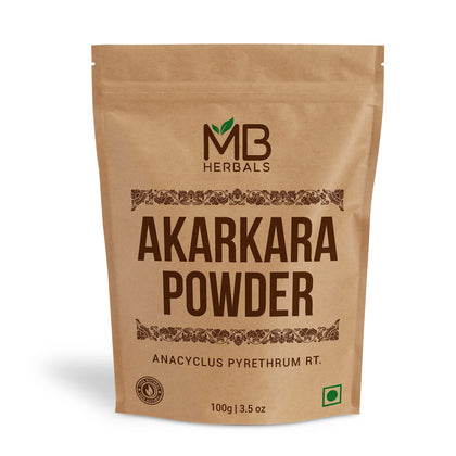 Poudre de racine d'Akarkara MB Herbals 100g avec emballage
