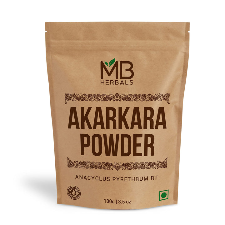 Poudre de racine d'Akarkara MB Herbals 100g avec emballage