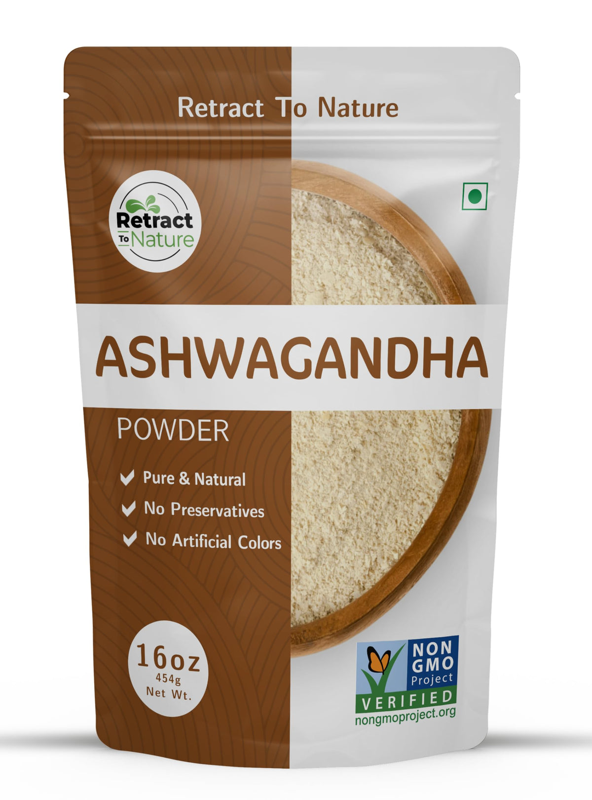 Poudre de racine d'ashwagandha RETRACT TO NATURE, sachet refermable