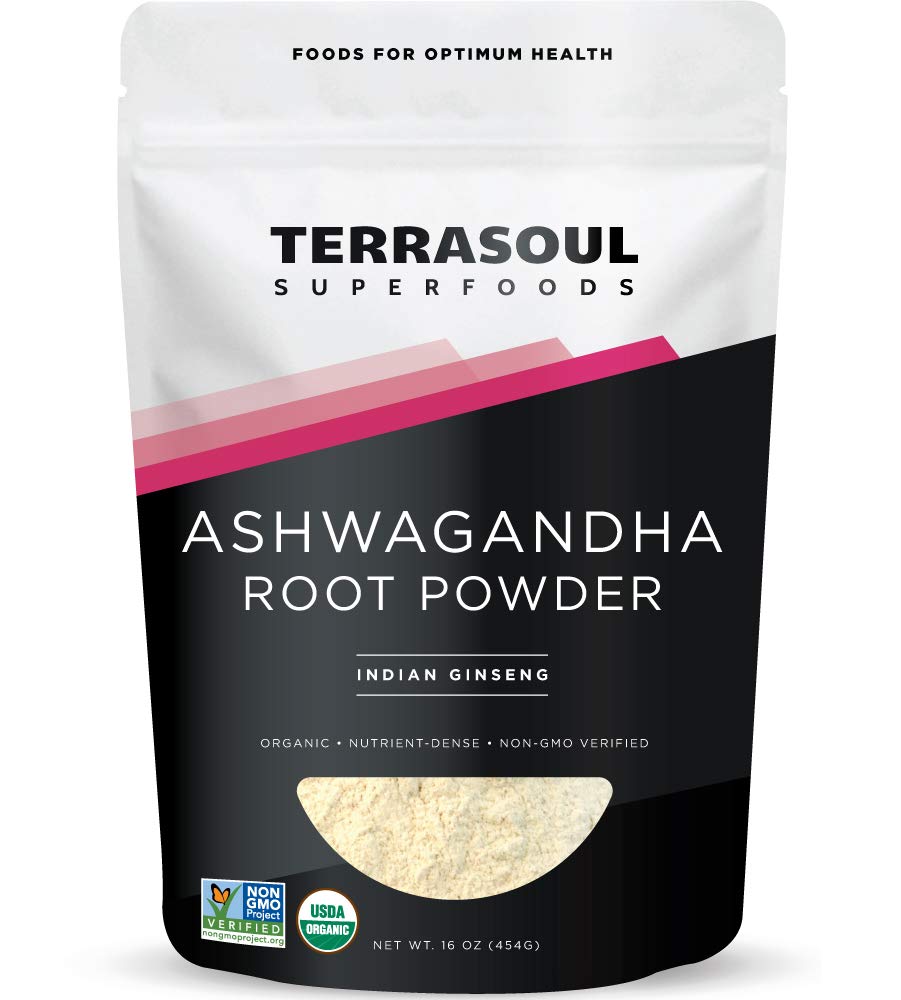 Poudre de racine d'ashwagandha Terrasoul Superfoods 472g vue de face