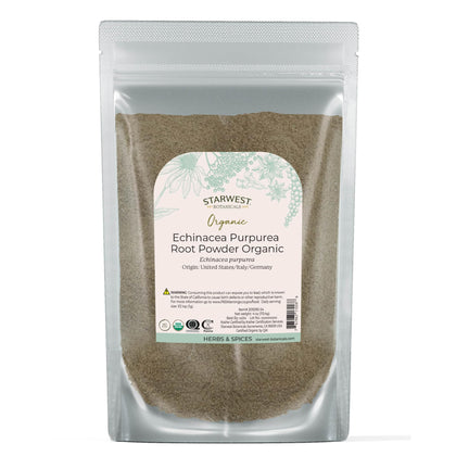 Poudre de racine d'échinacée purpurea bio Starwest Botanicals vue de face