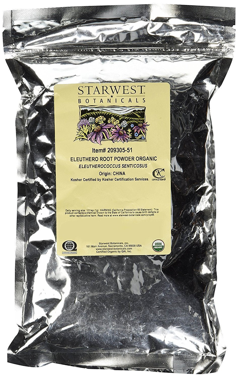 Poudre de Racine d'Éleuthéro Starwest Botanicals 472g vue de face