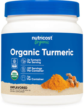Poudre de racine de curcuma bio Nutricost 531g vue avant