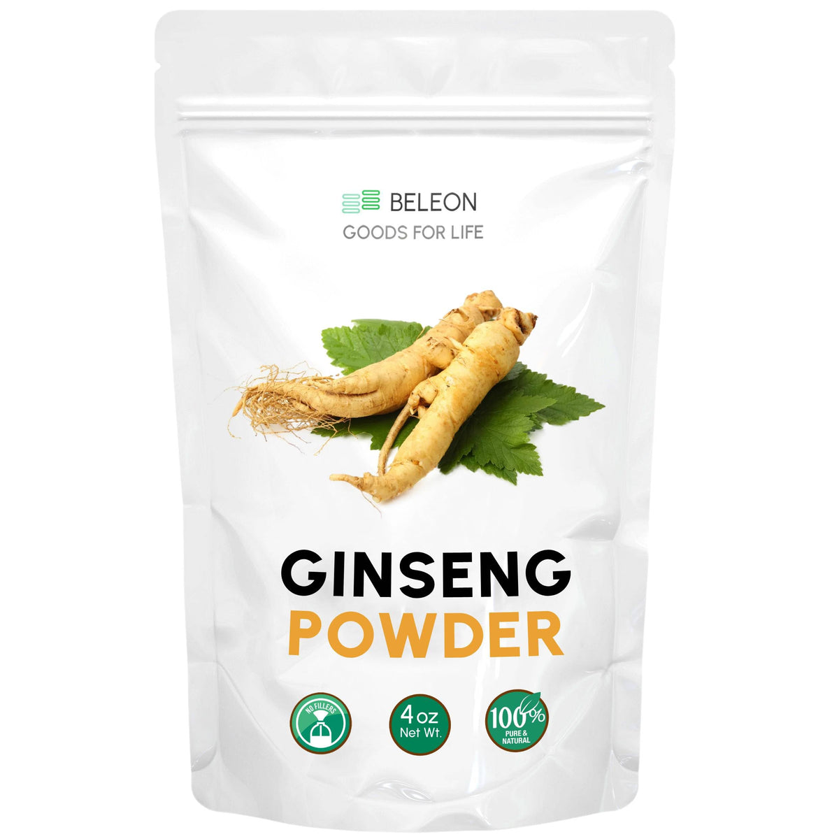Poudre de racine de ginseng Beleon Goods For Life 118g vue de face