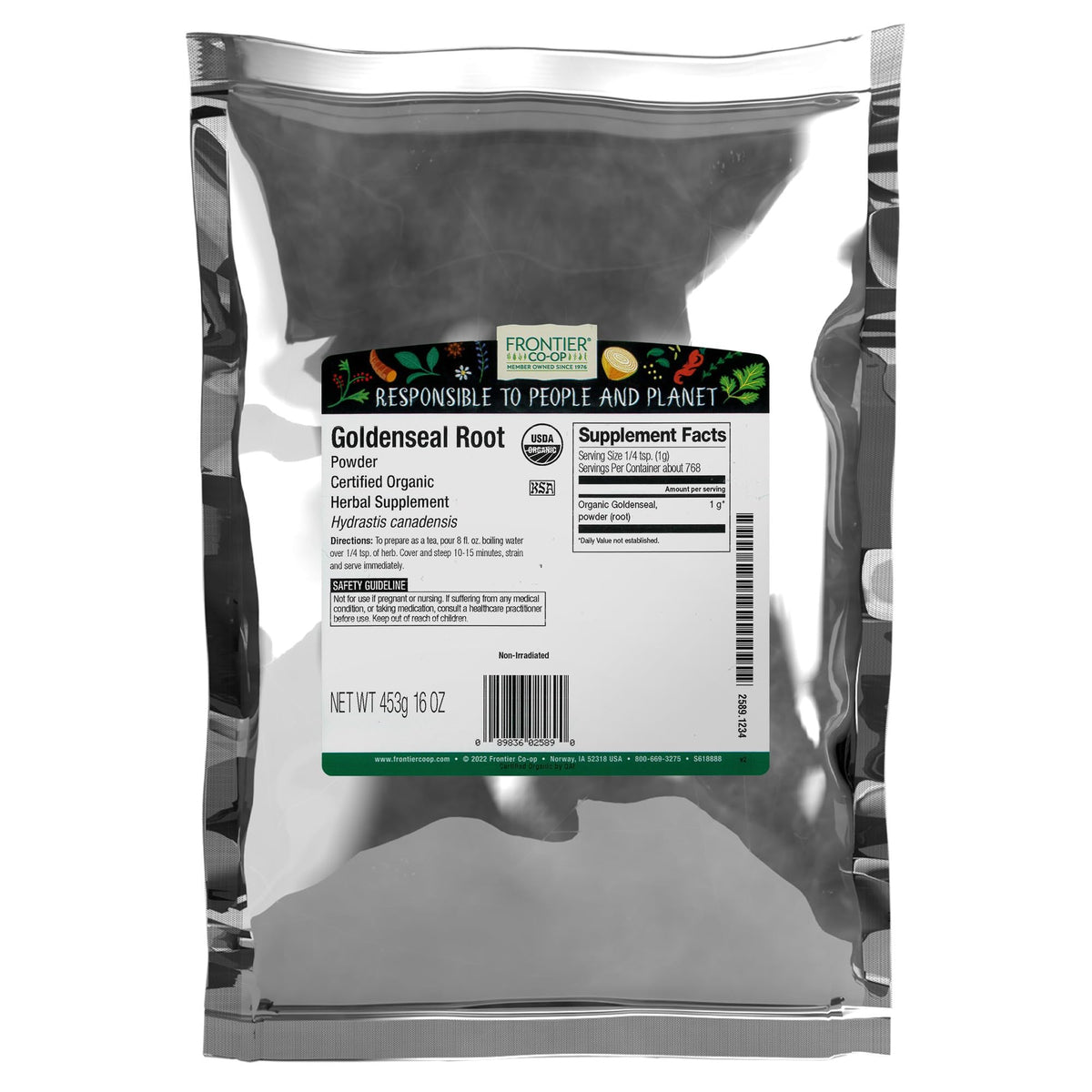 Poudre de racine de goldenseal bio Frontier Co-op vue avant