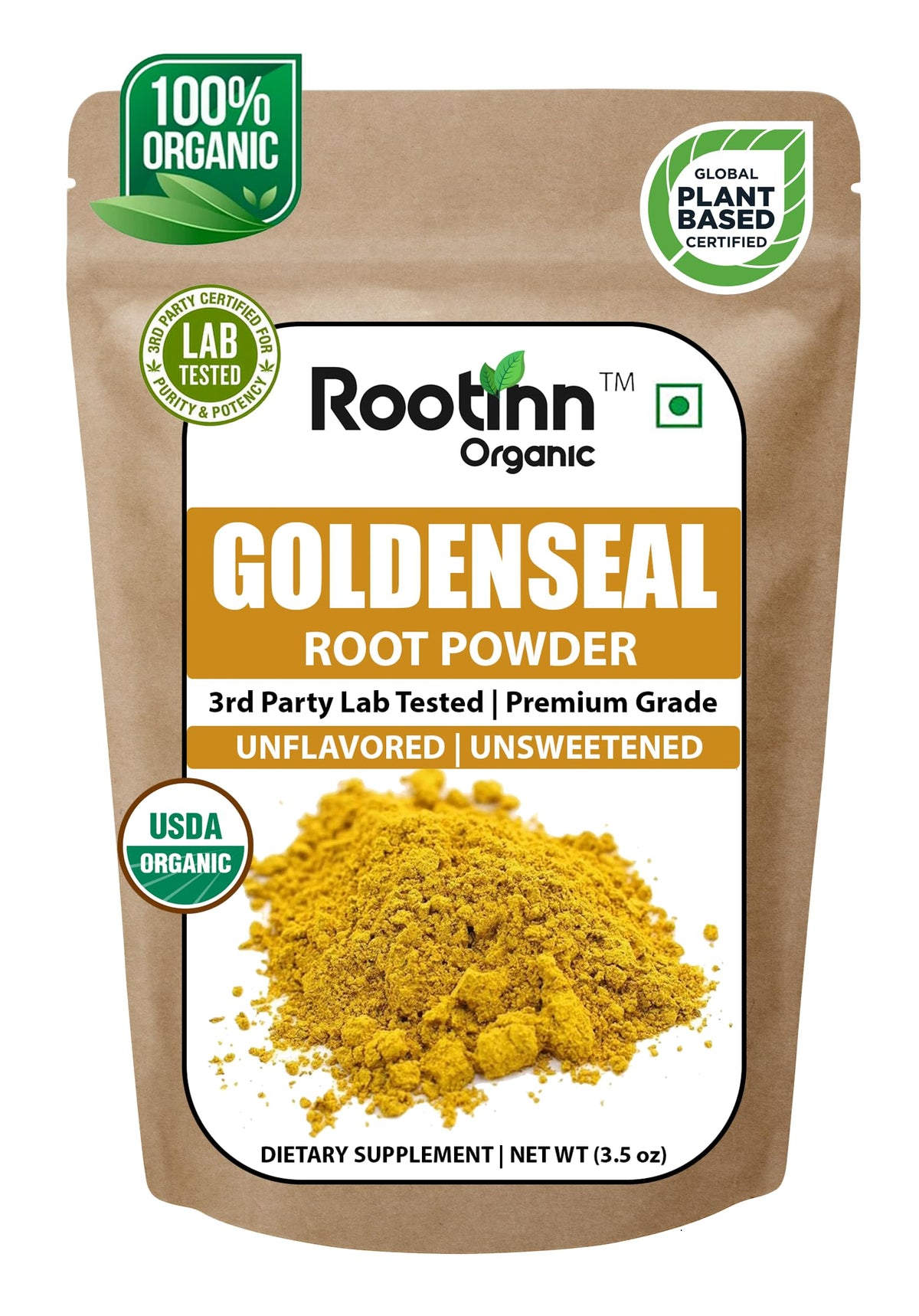 Poudre de racine de goldenseal bio Rootinn Organic, 3.5 oz