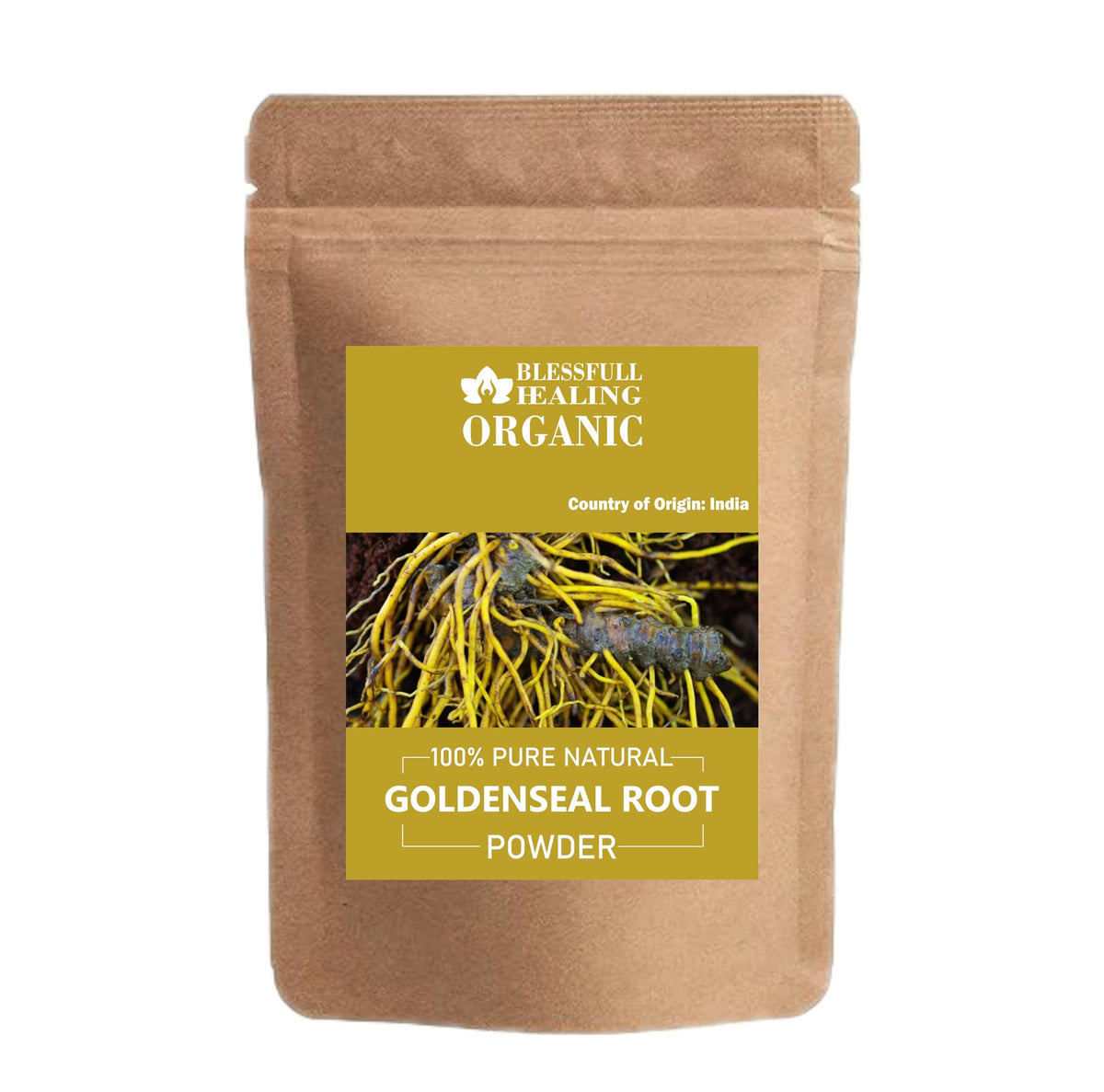 Poudre de racine de Goldenseal Blessfull Healing 100g vue de face