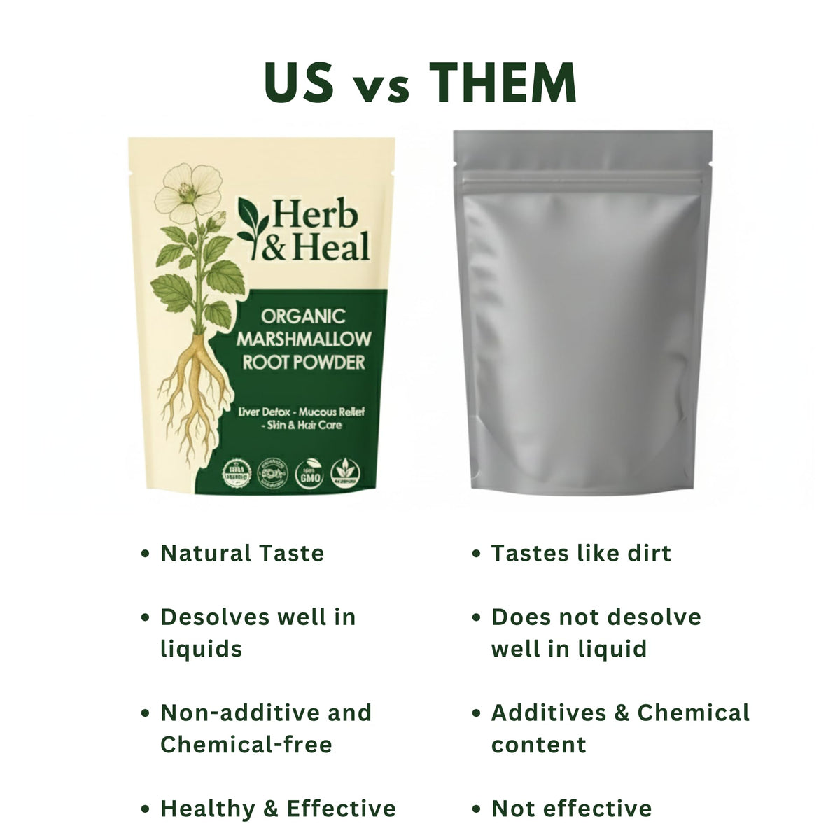 Poudre de racine de guimauve bio Herb & Heal dans un environnement naturel