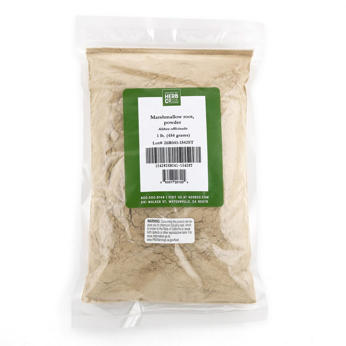 Poudre de racine de guimauve MONTEREY BAY HERB CO 454g vue de face