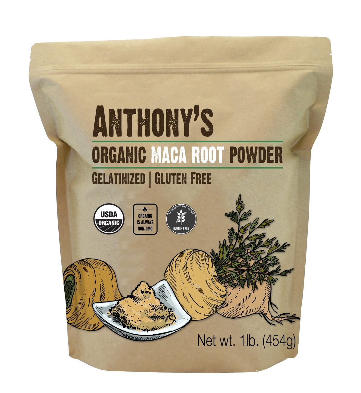 Poudre de racine de maca bio Anthony's 472g vue avant