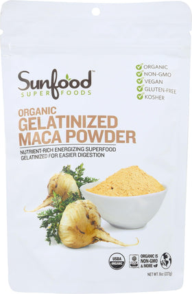 Poudre de racine de maca gelatinisée Sunfood 231g vue avant