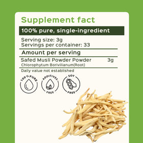 Poudre de racine de Safed Musli bixa BOTANICAL sur un fond naturel