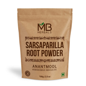 Poudre de racine de sarsaparille MB Herbals 100g, emballage avant