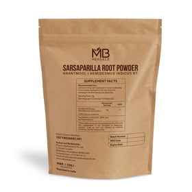 Poudre de racine de sarsaparille MB Herbals 100g, vue de côté