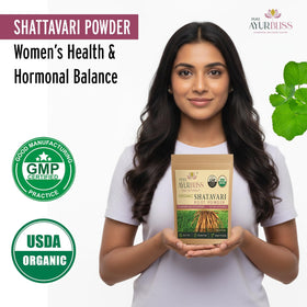 Poudre de racine de Shatavari PureAyurbliss sur un plan de travail