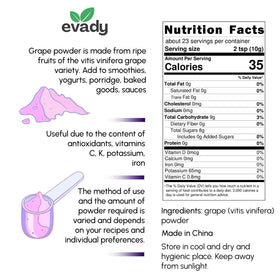 Poudre de Raisin EVADY 231g dans un smoothie