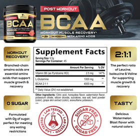 Poudre de récupération musculaire BCAA Nature's Nutrition 331g avec cuillère