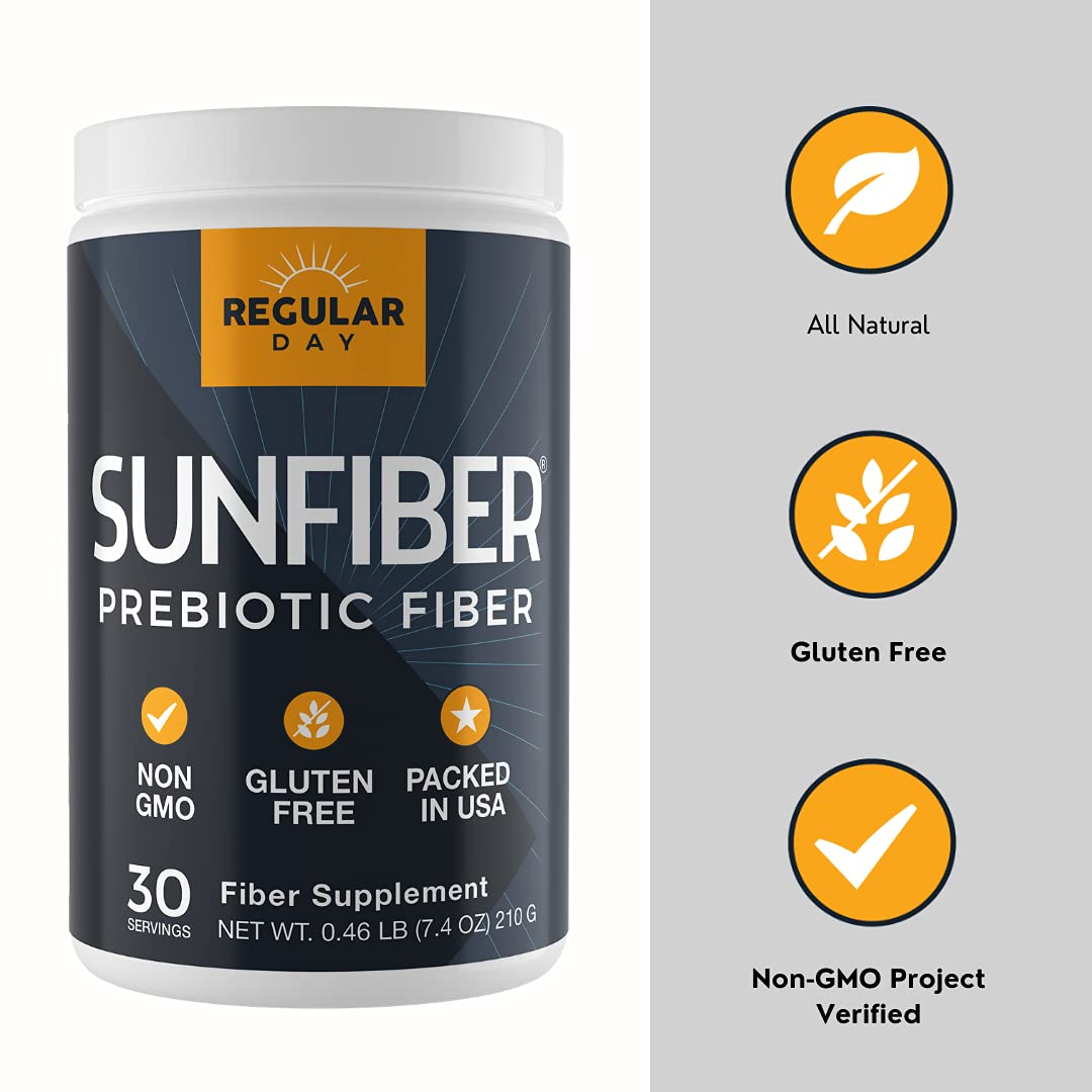 Poudre de REGULAR DAY Sunfiber dans un verre d'eau