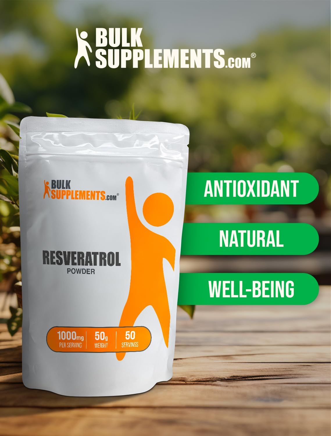 Poudre de Resvératrol BulkSupplements avec cuillère dosette