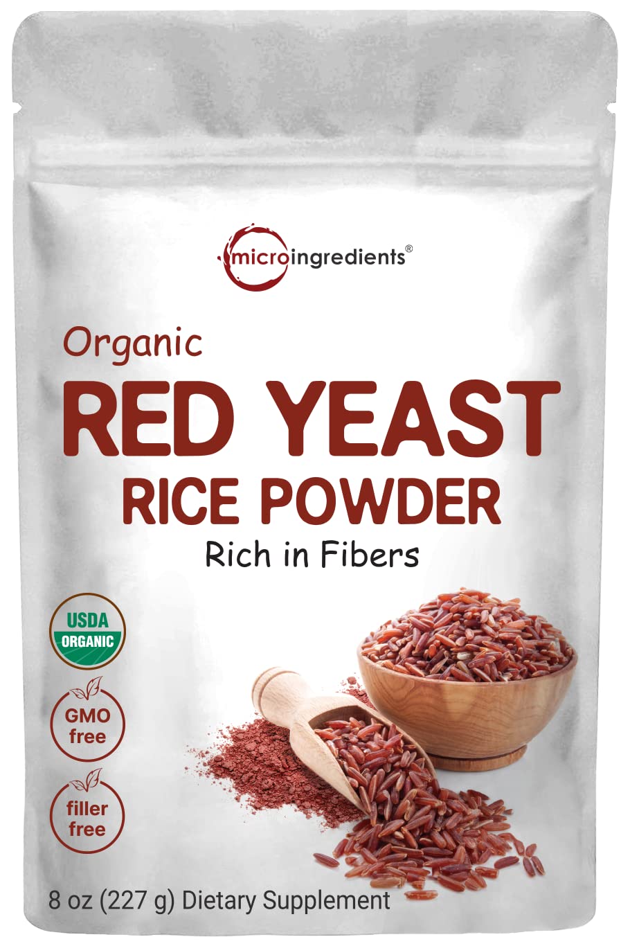 Poudre de riz rouge bio Micro Ingredients 240g vue de face