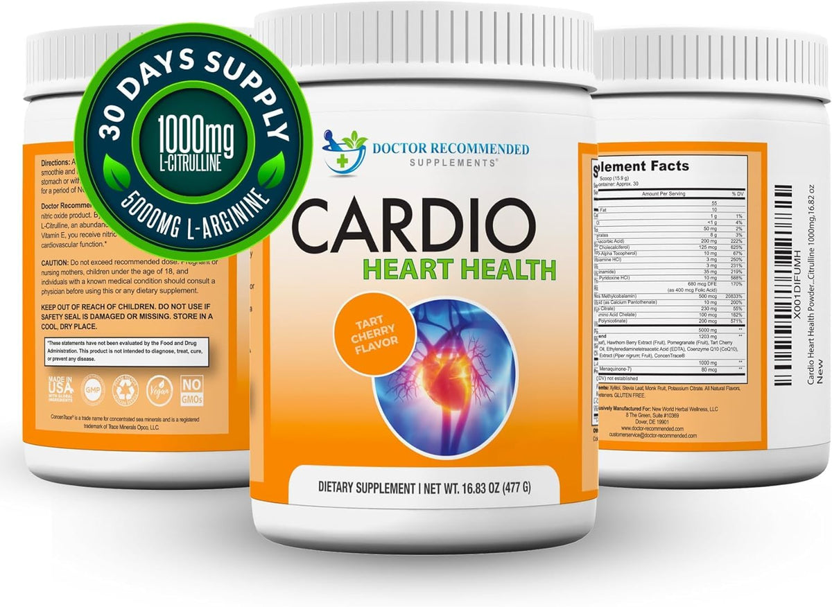 Poudre de santé cardiaque L-Arginine 5000mg sur une table