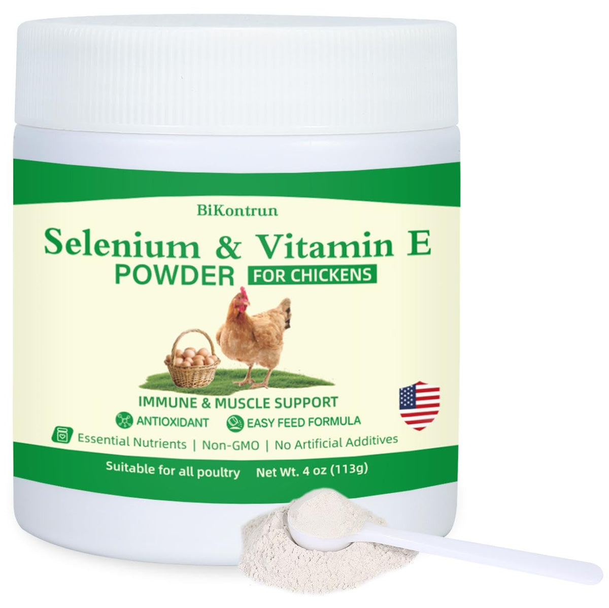 Poudre de sélénium et vitamine E BiKontrun 150g vue de face