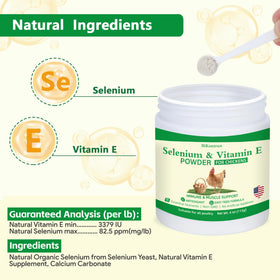 Poudre de sélénium et vitamine E BiKontrun mélangée dans l'alimentation