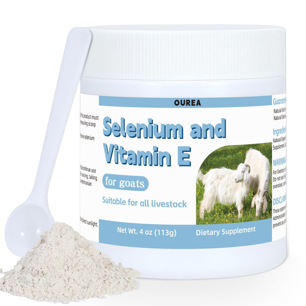 Poudre de sélénium et vitamine E Ourea prête à être mélangée avec de l'alimentation