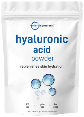 Poudre de sérum acide hyaluronique Micro Ingredients 100g vue de face