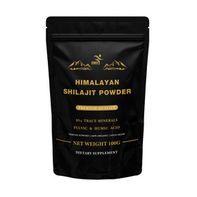 Poudre de Shilajit Himalayen 100g vue avant avec emballage