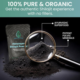 Poudre de Shilajit Holistic Bin mélangée dans un verre d'eau
