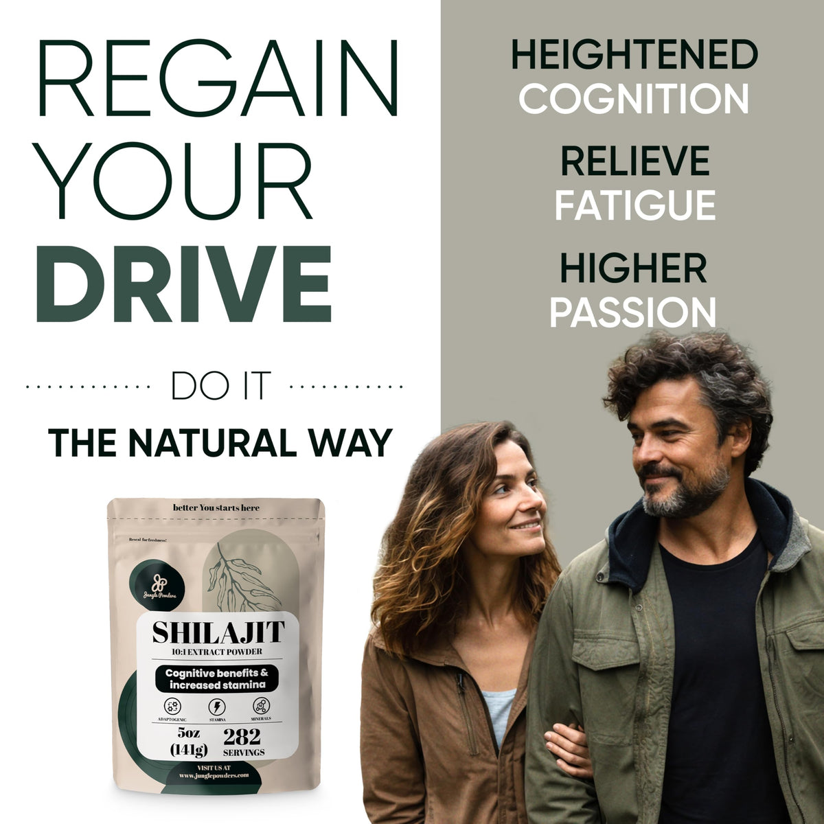 Poudre de Shilajit Jungle Powders sur une cuillère