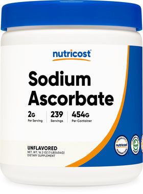 Poudre de sodium ascorbate Nutricost 531g vue de face