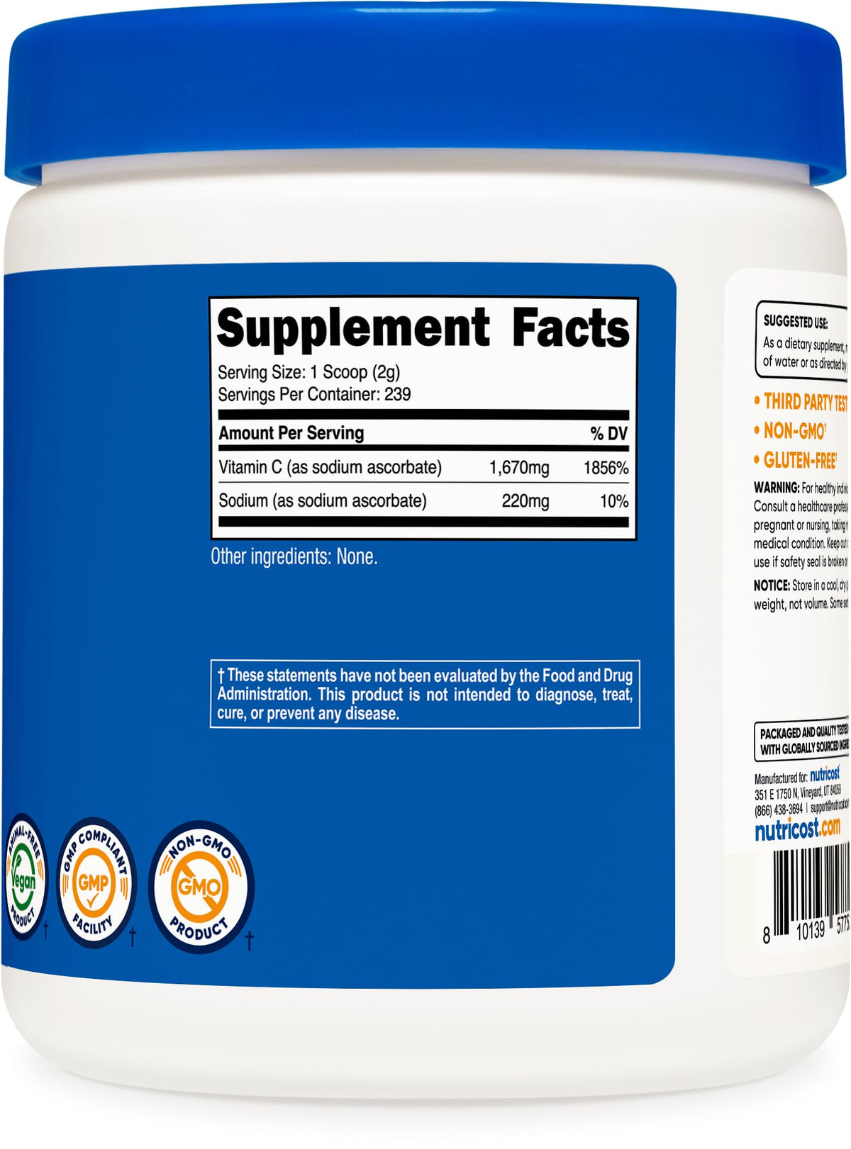 Poudre de sodium ascorbate Nutricost mélangée avec un smoothie