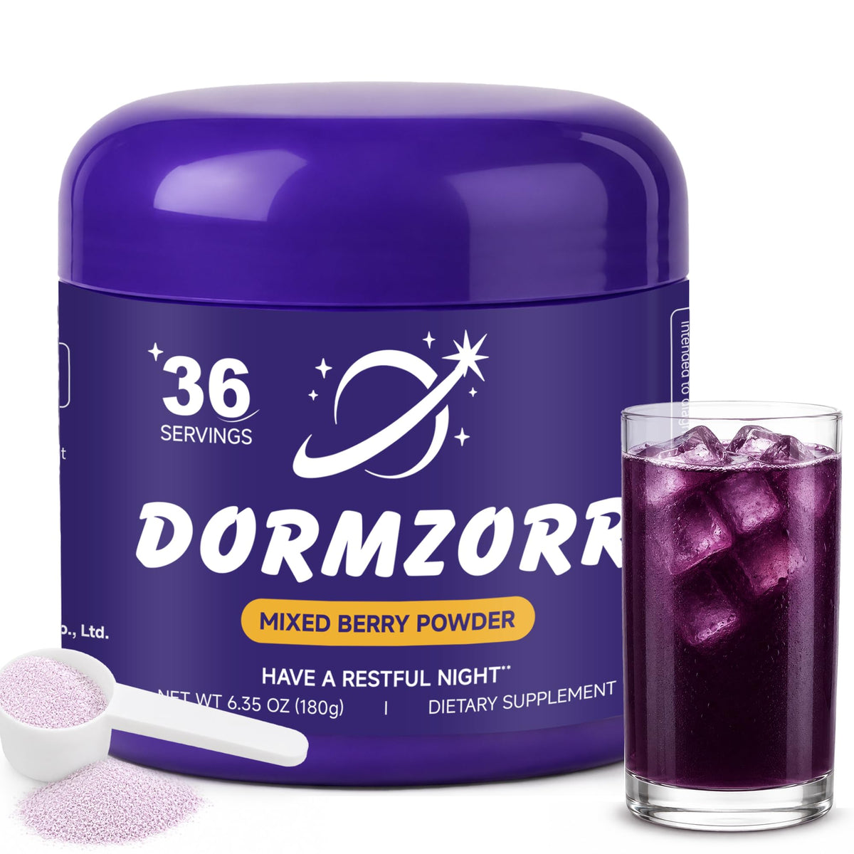 Poudre de sommeil Dormzorr au glycinate de magnésium, vue de l'emballage avant