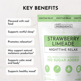 Poudre de Sommeil JUST INGREDIENTS Strawberry Limeade avec cuillère