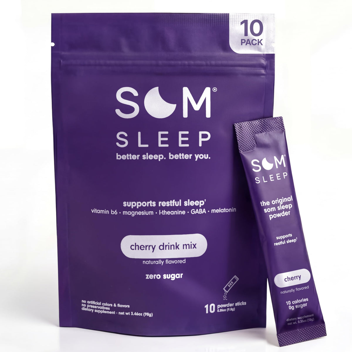 Poudre de Sommeil Som Sleep en sachets, saveur cerise, vue de face