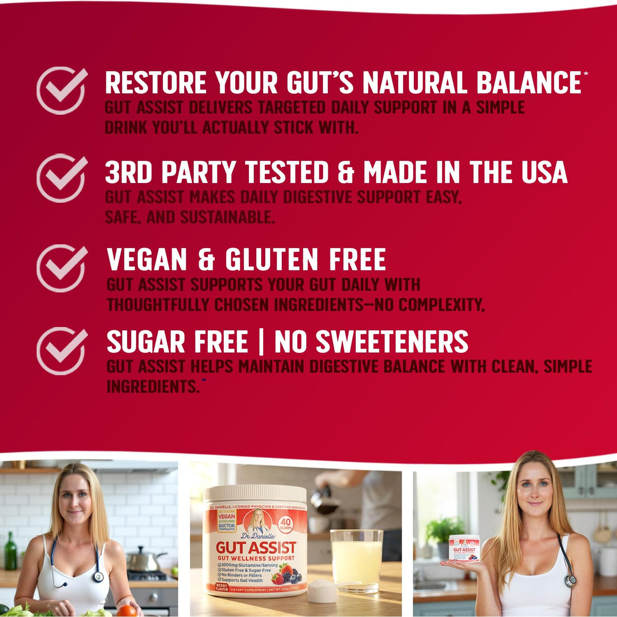 Poudre de soutien intestinal Doctor Danielle 458g sur une table