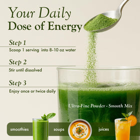 Poudre de Spiruline Bio et Moringa Amrutha Herbals, ingrédients sur l'étiquette